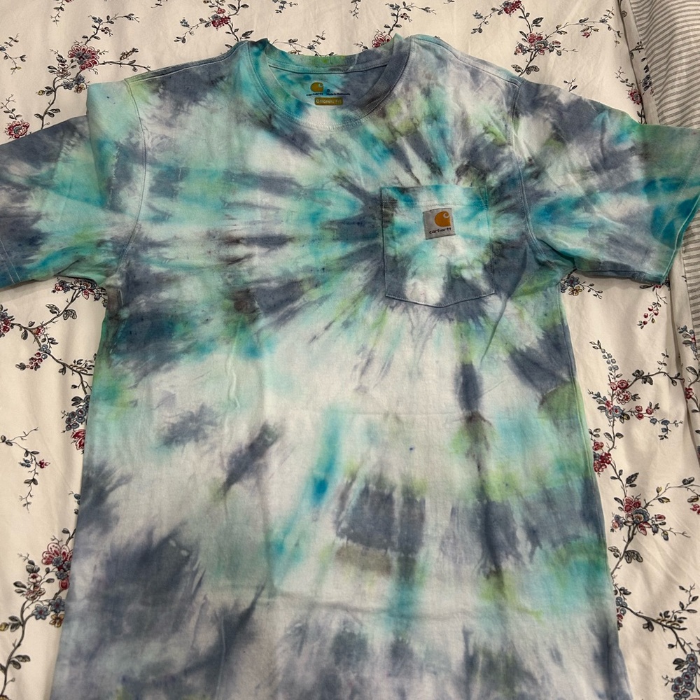 Carhartt Blue and Green Tie-Dye Tee
